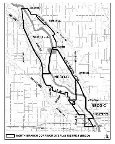 Figure 17-7-0402-A - illustration accompanying 17-7-0400 North Branch Corridor Overlay District.