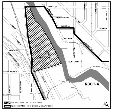 Figure 17-7-0403-A - illustration accompanying 17-7-0400 North Branch Corridor Overlay District.